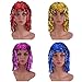 Sumind 4 Pieces Foil Tinsel Wigs Fancy Dress Shiny Party Wig Adults Metallic Cosplay Supplies(Gold, Blue, Red and Pink)