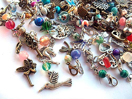 Set of 6 Beaded Zipper Pulls Charms or Stitch Markers Random Mix - Thumbnail 3