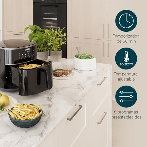 Fritadeira princess digital air - capacidade variável do recipiente - máximo 8 l - 6 programas predefinidos - menos óleo - display digital - 182254