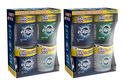 Eclipse Gum Sugarfree Chewing Gum Bottle, (Variety Pack, 60 Piece Car Cup (Pack of 8))