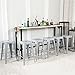 BELLEZE Metal Dining Room Stackable Chairs, Indoor Outdoor Weather Resistant Industrial Vintage Stool for Patio Kitchen Cafe Bistro Restaurant Farmhouse 26-inch [Set of 6] - Wyatt (Silver)