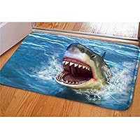 Dellukee Indoor Outdoor Doormats Cute Shark Printed Non Slip Durable Washable Funny Home Decorative Door Mats Bath Rugs for Entrance Bedroom Bathroom Kitchen, 23 x 16 Inches