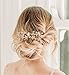 SWEETV Rose Gold Bridal Hair Comb Clip - Rhinestone Wedding Hair Accessories For Women, Girl, Bride