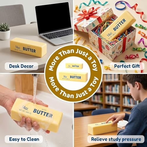 10in Giant Butter Squishy, Jumbo Big Butters 14oz Squeeze Stress Balls, Large Butter Stick Stress Relief Slow Rising Fun for Anxiety Relief Party Favors