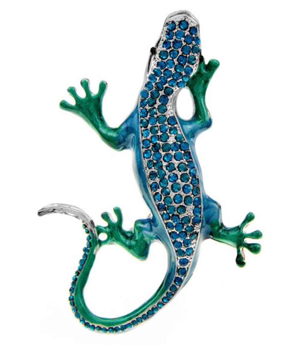 Rhinestone Lizard Gecko Brooch For Women Crystal Gecko Enamel Animal Pin Cute Fashion Coat Accessories Good Gift