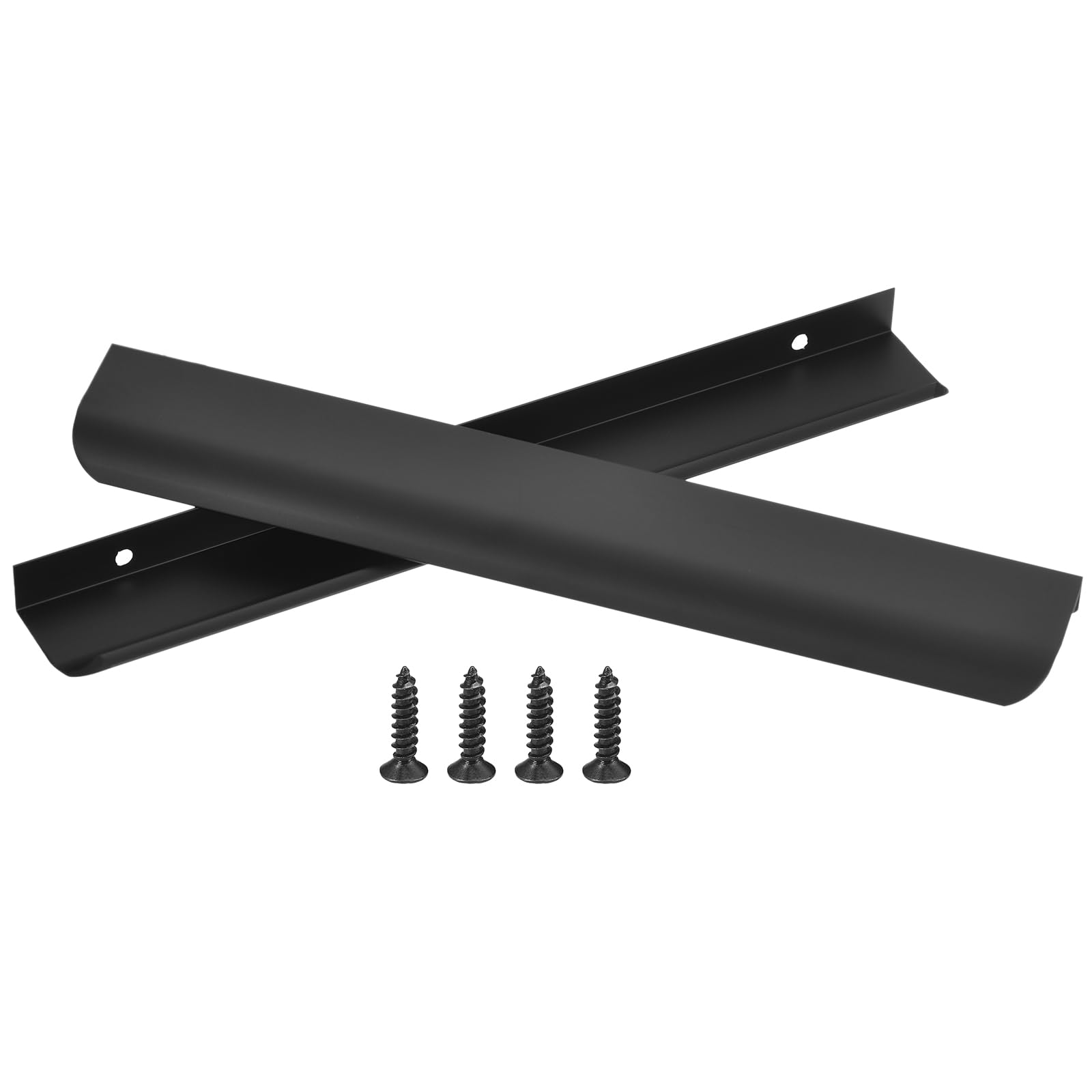 Uxcell 10pcs Finger Pulls for Cabinets, Matte Black Edge Drawer Pulls Cabinet Finger Pull 192mm/7.6in Hole Center,Furniture Drawer Handles Hidden Cabinet Handle