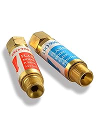 AGPtek   Oxígeno Acetileno Flashback arrestors Set Regulador Final 9 16  18 hilos b Tamaño