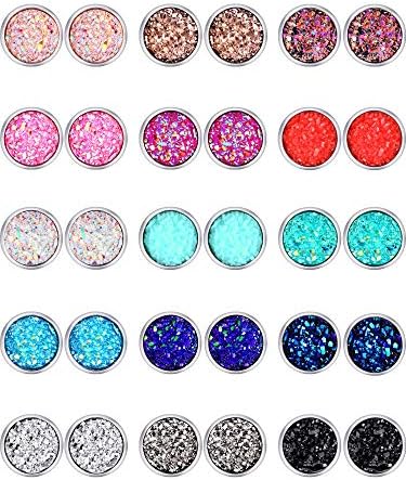 15 Pairs Faux Druzy Stud Earrings Set