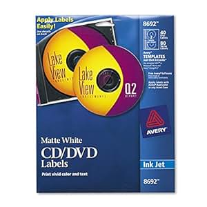 Amazon.com : Avery CD Labels, Matte White, 40 Disc Labels and 80 Spine Labels (8692) : Printer ...