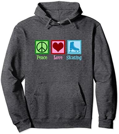 Unisex Peace Love Ice Skating Hoodie Large Dark Heather