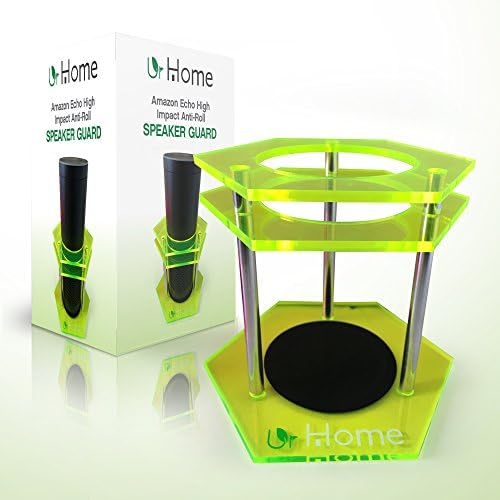 [BEST VERSION] Green Acrylic Guard For Amazon Alexa Echo Speaker UE Boom - Anti Roll High Impact Design - Rubberized Base - Sleek Accessory Kit Total Protection - Great As Gifts
