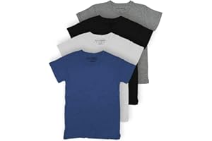 BROOKLYN VERTICAL Boys 4-Pack Short Sleeve Solid Color T-Shirts | Cotton Crew Neck Tagless Tees
