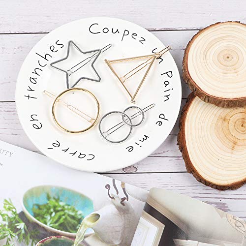 32 pcs Hair Clips Gold Silver Geometric Clips Dainty Feather Moon Triangle Circle Hairpin Star Cat Hair Barrettes for Women