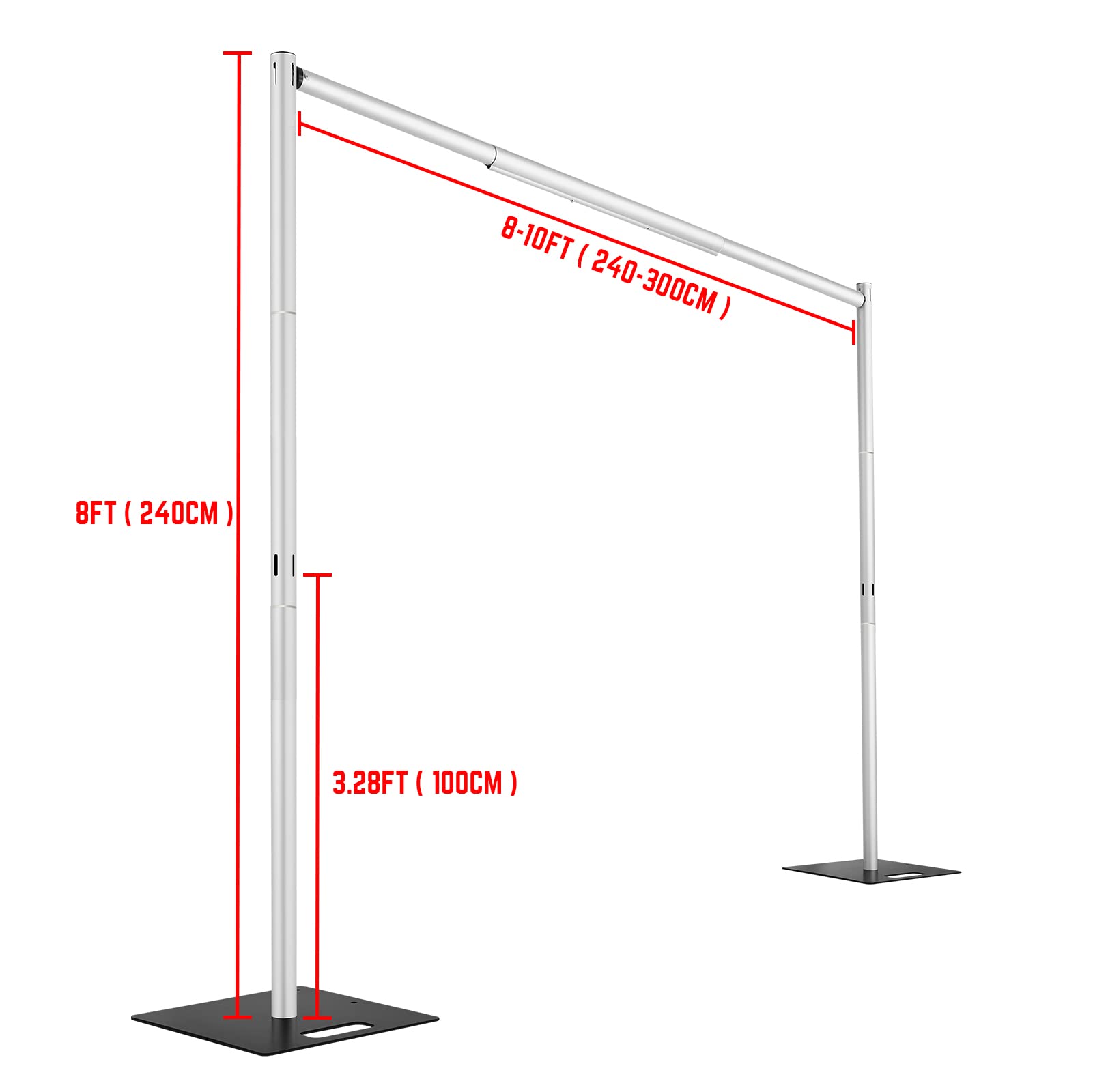 Pipe and Drape Backdrop Stand,8ft x 10ft Backdrop Stand, Adjustable Metal Heavy Duty Wedding Background for Parties Birthday Party Baby Shower Wedding Decorations