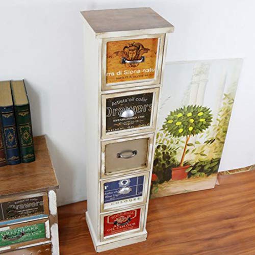 Tall Retro Industrial Style White Drawer Storage Cabinet Side Table Rustic Lamp Furniture 95cm White