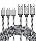 Micro USB Cable 3-Pack 10ft / 3m, BeneStellar Premium Nylon Braided USB 2.0 A Male to Micro B Charger Cord for Samsung, LG, Motorola, Nexus, HTC, Sony, Nokia, Android Devices and More (Gray)