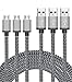 Micro USB Cable 3-Pack, BeneStellar Premium Nylon Braided USB 2.0 A Male to Micro B Sync Cables for Samsung Galaxy, HTC, Nexus, Motorola, Nokia, Android and More (Gray, 10ft)