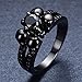 Rongxing Womens Mens Black Sapphire Six Claws And Four Skulls Black Ring Wedding Size 6-10