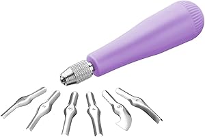 Montesy Craft Linoleum Cutter with 6 Size Cutting Head Assorted Lino Cutter Carving Tool For Block Printing And Craft Project