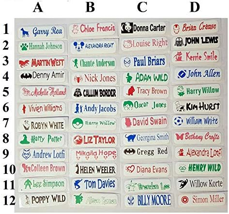 50 Printed Iron-On Name Tags tapes Custom Labels School Clothes Personalised Kid
