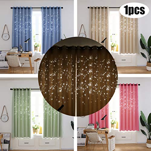 Promisen Meteor Shower Hollow Out Curtains,1PCS Modern Window Sheer Voile Drape Valance Curtains for Dining Room,Living Room,Bedroom (Blue) - Thumbnail 4