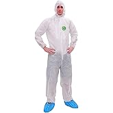 RAYGARD Disposable Coverall - Lightweight Hazmat Suits Workwear with Elastic Wrists and Ankles for Spray Painting Industrial