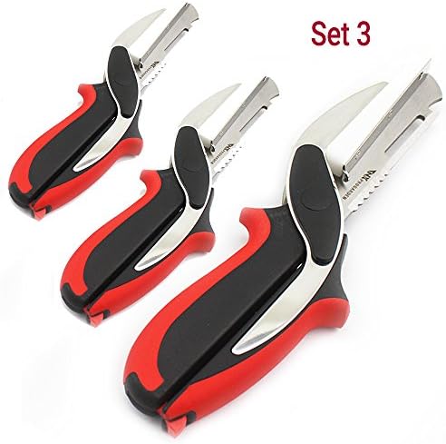 Best Kitchen Scissors Stainless Steel Kitchen Shears for Mon &amp; Wife, Includes FREE E-BOOK on Tips, Products, &amp; Reviews, Ultra Sharp Heavy Duty Red/Black - Set of 3