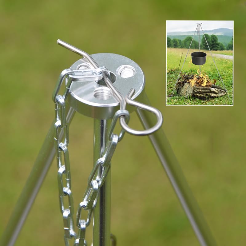 Yueranhu Camping Tripod for Outdoor Campfire Cooking Portable and Adjustable Stove Tripod Holds Dutch Ovens, Coffee Pots, Tea Pots, etc