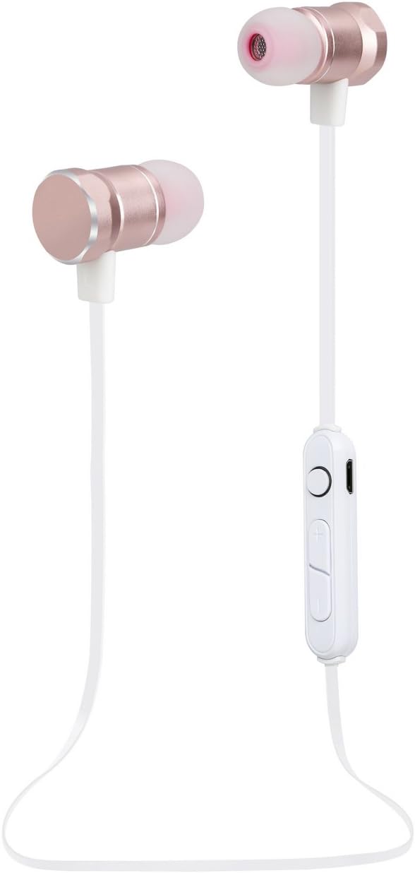 Bluetooth Headphones Sports Wireless Earbuds Sweatproof Headset Magnetic Attraction Stereo Earphones for Running Workout Gym Noise Cancelling (Rosegold)