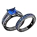 Rongxing Jewelry Couple Blue Sapphire Ring Sets Size 9 Women's Black Gold Wedding