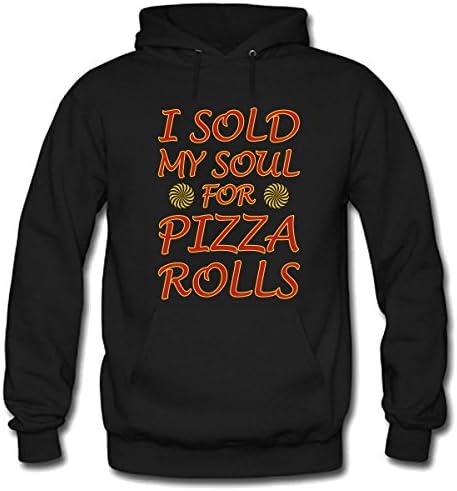 NEEYES I Sold My Soul For Pizza Rolls Womens Fleece Hooded Sweatshirt Size L Black