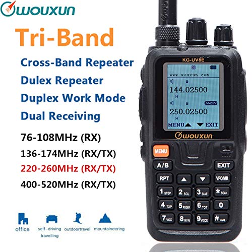 Wouxun KG-UV8E Tri-Band 136-174/220-260/400-520MHz Cross Band Repeater Duplex Work Mode 999CH VOX SOS CTCSS/DCS Ham Two Way Radio