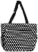 Womens Large Polka Dot Beach Tote Weekender School Gym Travel Bag (Black/White)