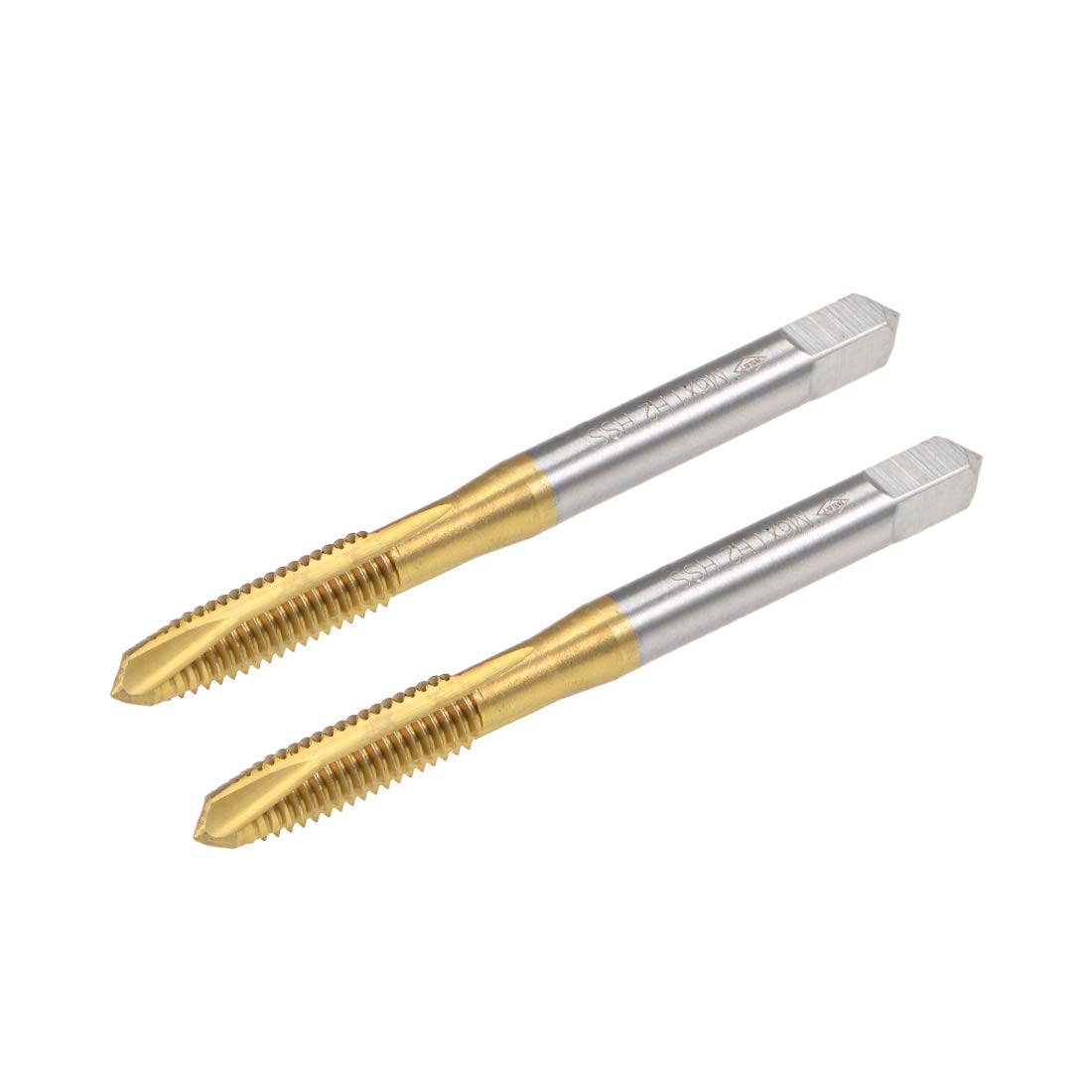 sourcing map Spiral Point Plug Threading Tap M6 x 1 Thread, Ground Threads H2 3 Flutes, High Speed Steel HSS 6542, Titanium Coated, Metric Screw Taps Tapping Bit for Thread Repair, 2pcs