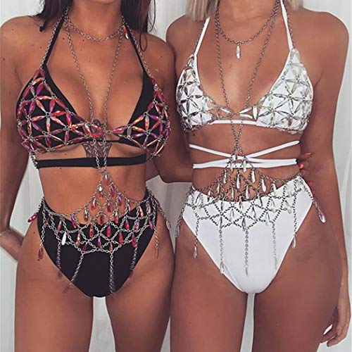 Victray Boho Sequins Body Chains Tassel Beach Body Chain Bra Fashion Harness Charm Body Accessories Jewelry for Women and Girls (1) - Thumbnail 2