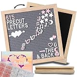 Felt Letter Board with Letters - 10x10 Gray/Black 2in1 Magnetic Chalkboard Message Board: 615 Precut Felt Board Letters, Oak Frame & Stand for Baby Announcement Board with Letters; Farmhouse Decor