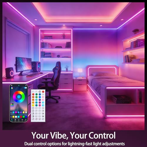 Lucienstar 20M RGB Neon LED Strip 24V IP65 with Remote Control/APP, Music Sync, Multiple Mode, Flexible LED Tape for Bedroom Outdoor Decoration(10mx2)