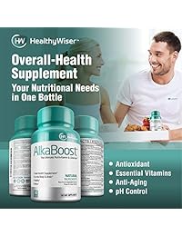 Alka Boost Multivitamina para equilibrio de pH saludable, sistema de refuerzo alcalino e inmune. Desintoxicación natural y prevención de enfermedades - Promueve la claridad y el enfoque de la energía - Mezcla de alimentos verdes y integrales, 90 unidades