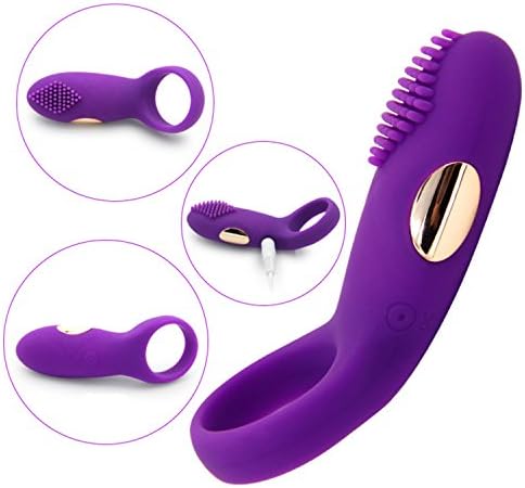 USB Waterproof Charging Flirting Vibration Ring Band Vibration Shaking Clock Rings for Men Purple