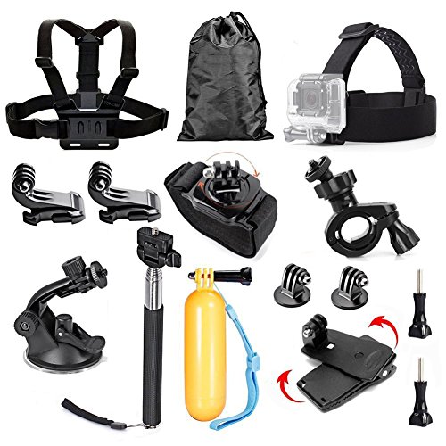 TEKCAM Sport Action Camera Accessories Kit Compatible with Gopro Hero 7/ AKASO EK7000 Brave 4 V50/ Crosstour/Campark 4K Outdoor Waterproof Camera