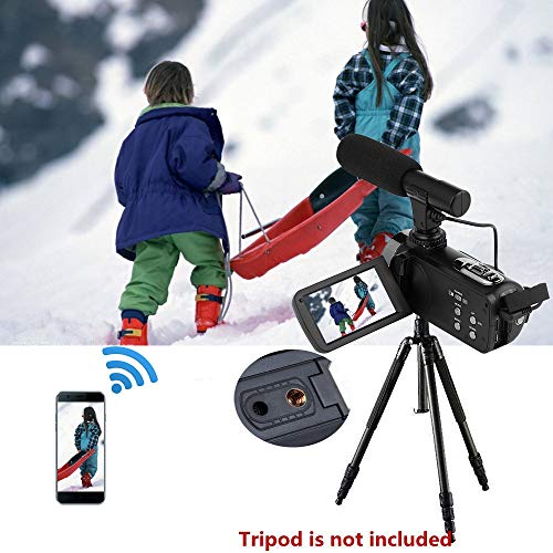 Digital Video Camera WiFi Camcorder Full HD 1080P 30FPS 16X Digital Zoom Vlogging Camera with Microphone 3.00 Rotatable Touch Screen Support Remote Control Time-Lapse Photography