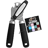 GORILLA GRIP Heavy Duty Stainless Steel Smooth Edge Manual Can Opener, Soft Comfortable Handle, Large Handheld Turn Knob, Bui