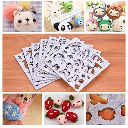 Tooeary 7pcs/Set Shaping Kit Pattern Craft Applique DIY Handicraft Applique Molds Wool Needle Felting Felt Mould
