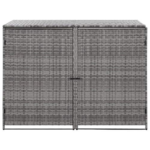 Canditree Outdoor Poly Rattan Storage Shed for Garbage Cans, Garden