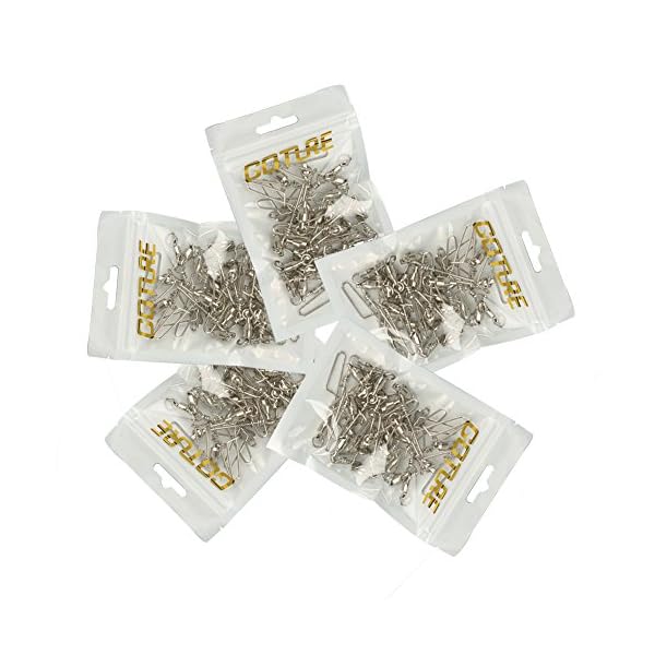 Shelure-Ball-Bearing-Swivel-with-Coastlock-Snap-Strong-Welded-Ring-Fishing-Swivels-Assortment-for-Saltwater-Silver-Coatedpack-of-20