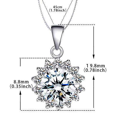 DOMEI Sterling Silver Pendant Necklaces for Women Girls, Jewelry for Mom Girlfriend Wife Friends with Sparkling Round Cubic Zirconia (The Sun)
