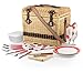 PICNIC TIME Yellowstone Picnic Baskets, Moka Collection - Brown with Beige & Red Accents, One Size