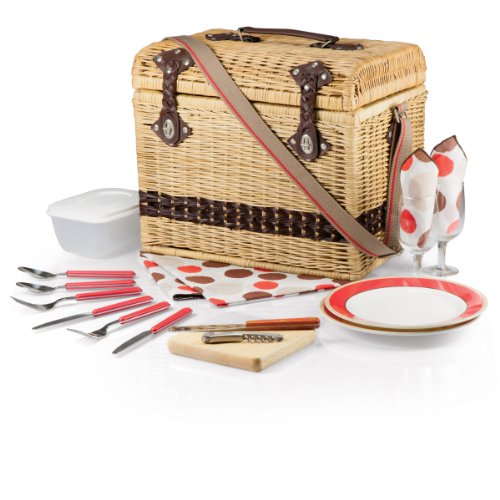 Picnic Time Yellowstone Willow Picnic Basket with Deluxe Service for 2