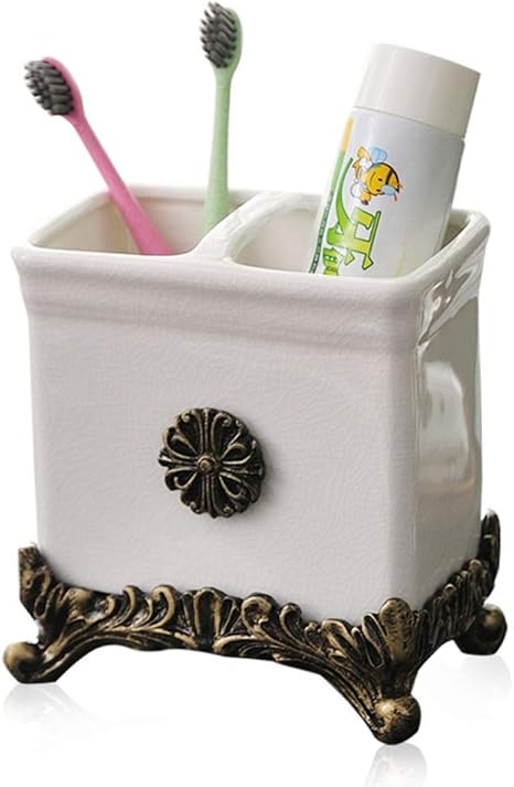 Amazon 歯ブラシホルダー高級セラミック歯ブラシホルダーバスルーム歯磨き粉歯ブラシ バスルーム収納デスクトップデコレーション カラー ホワイト 歯磨き粉スクイーザー 歯ブラシスタンド ホーム キッチン オンライン通販