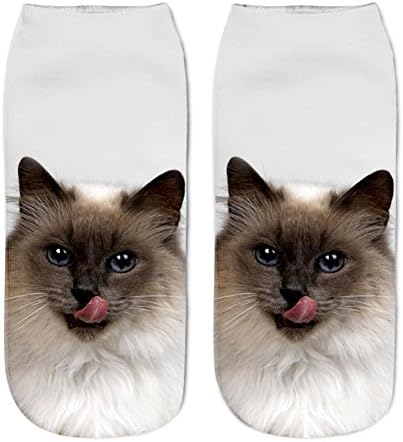 Geyou Crew Socks,Unisex 3D Cat Printed Funny Short Socks Crew Socks (B)